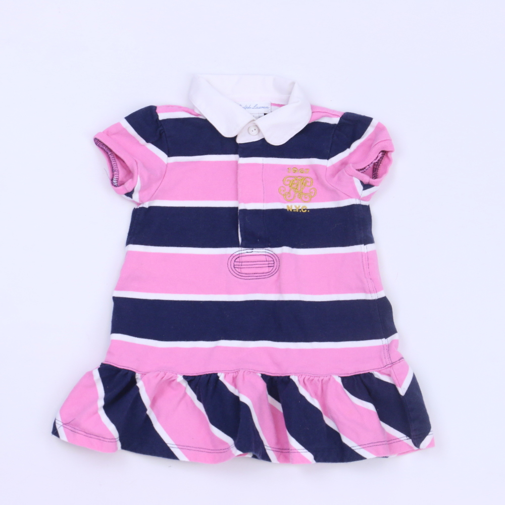 Ralph Lauren Girls Pink | Navy Stripe Dress size: 6 Months